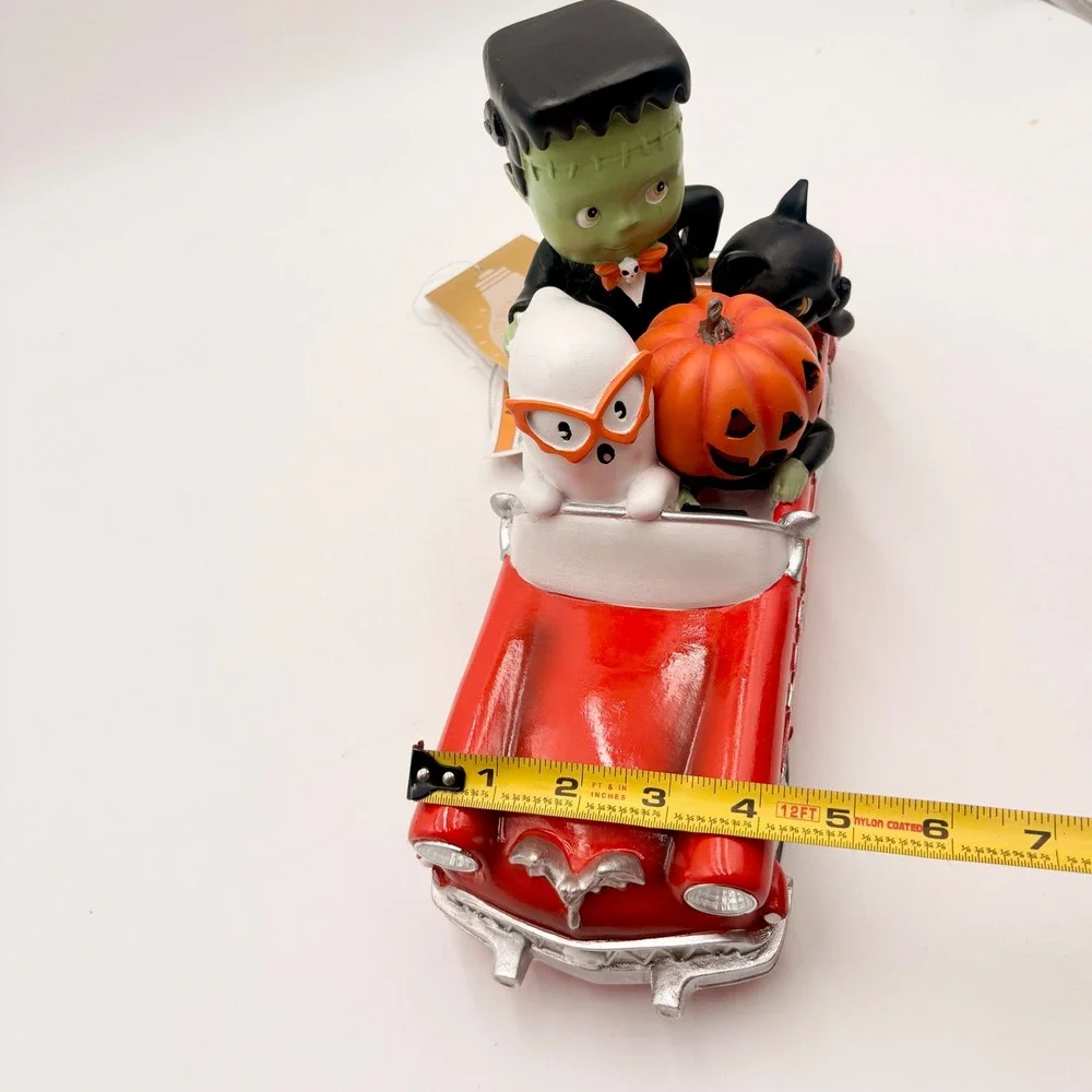 Halloween Retro Style  Frankenstein Ghost Black Cat Red Car Light Up